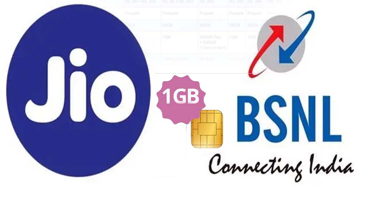 1Gb data Offers :jio bsnl daily 1gb data offers